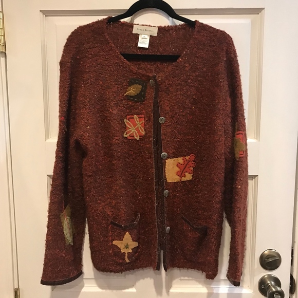 Susan Bristol Sweaters - Susan Bristol Hand Knit Burnt Orange Fall Leaf